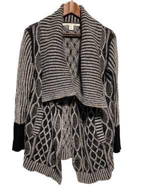 Alpaca Lambswool Cable Knit Waterfall Cardigan Chunky Fall Autumn Sweater S